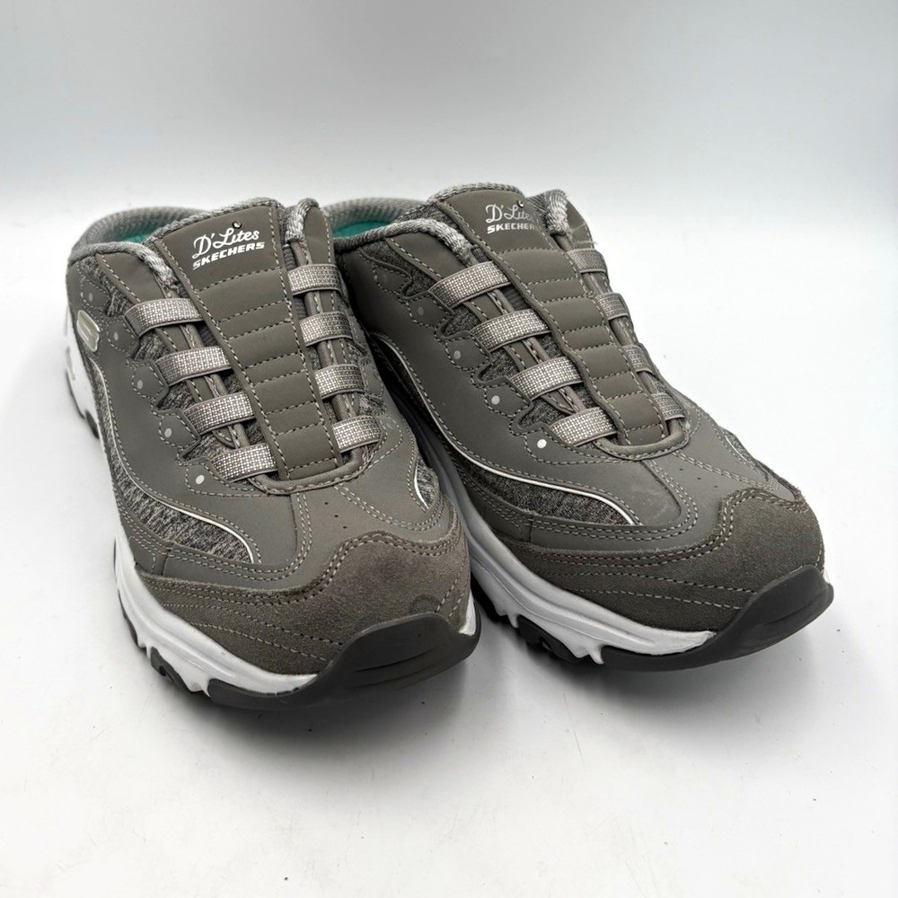 SKECHERS D'Lites Gray Memory Foam Low Top Slip-On Athletic Sneakers Women's 9